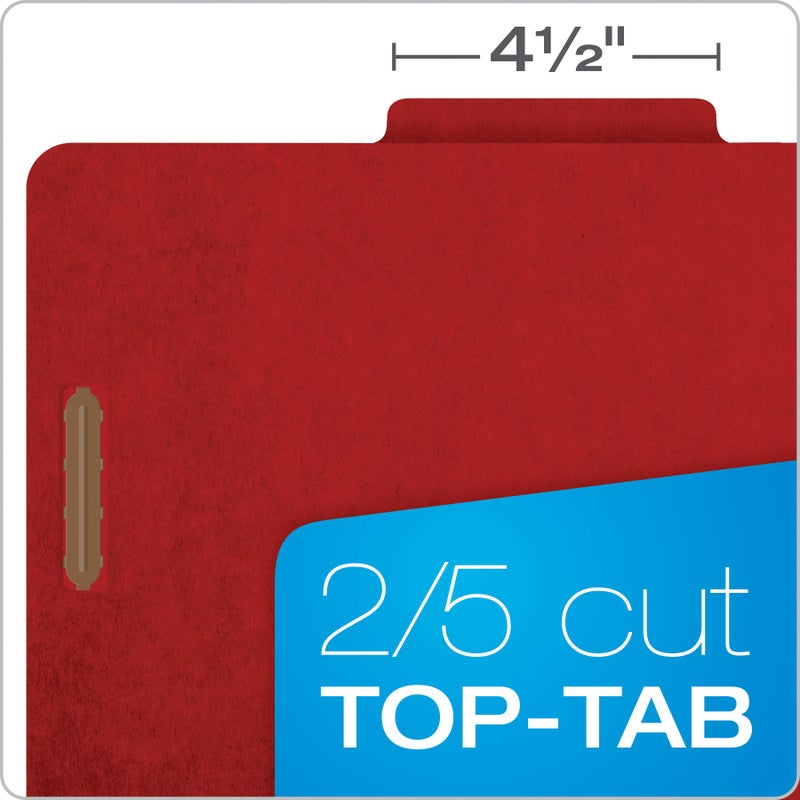 PendaflexÂ® Classification Folders, Standard, 1 Divider, Embedded Fasteners, 2/5 Cut Tab, Bright Red, Letter, 10/BX (23731) - Image 2